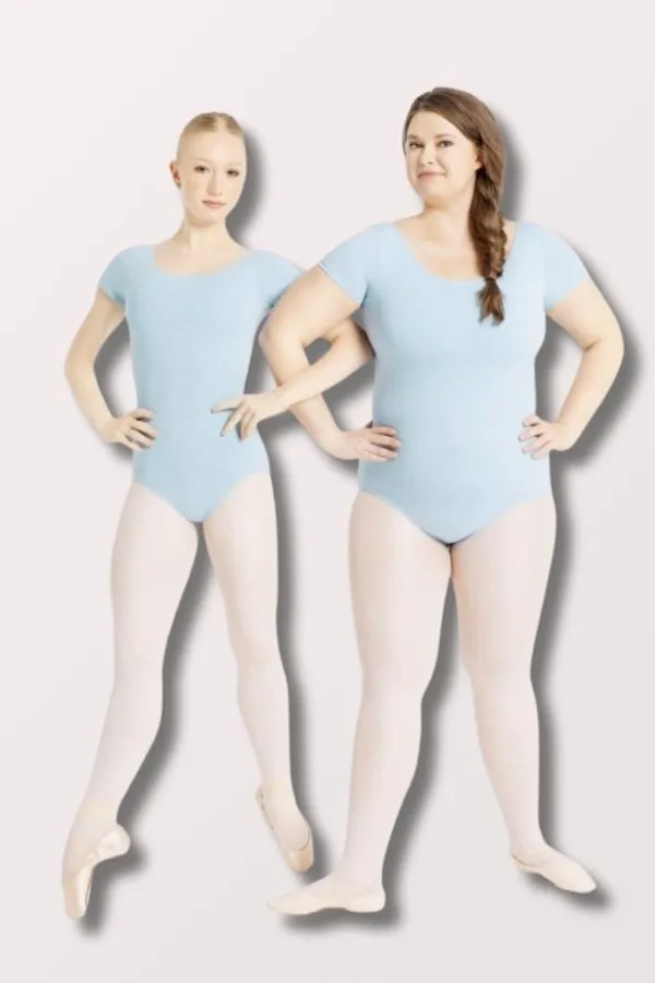 Short Sleeve Cotton/Lycra Leotard - Light Blue