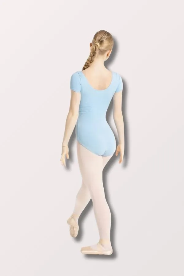 Short Sleeve Cotton/Lycra Leotard - Light Blue