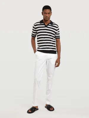 Short Sleeve Polo Sweater With Stripes