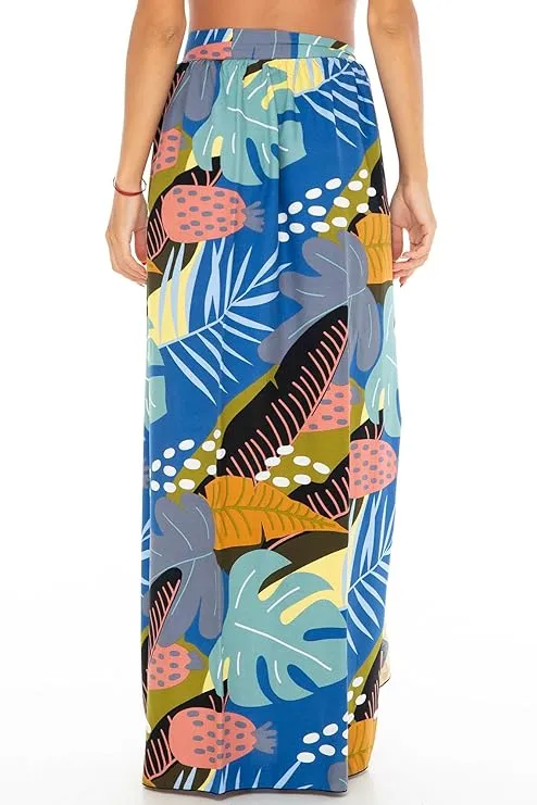 SHU-SHI Womens Floral Palm Sarong Pareo Cover Up Bathing Suit Women Tropical Beach Wrap Skirt