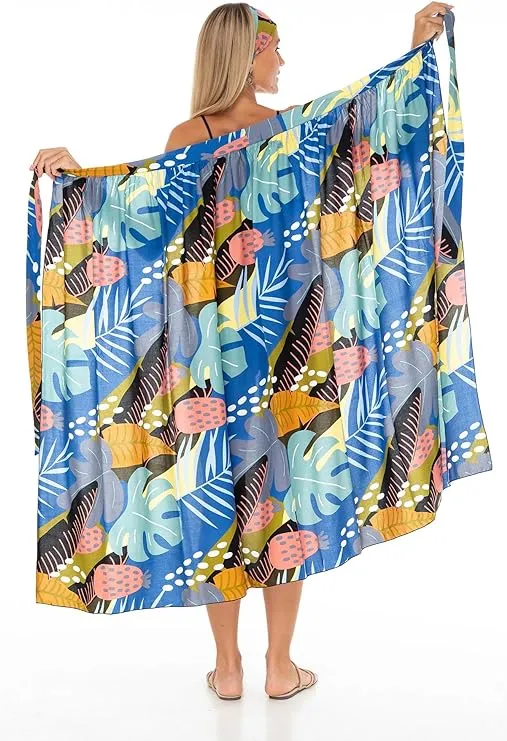 SHU-SHI Womens Floral Palm Sarong Pareo Cover Up Bathing Suit Women Tropical Beach Wrap Skirt