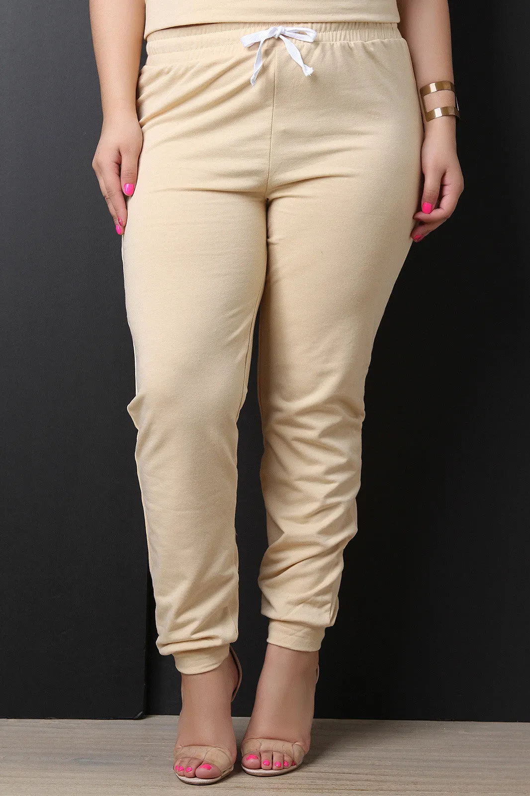 Simple Soft Knit Drawstring Jogger Pants