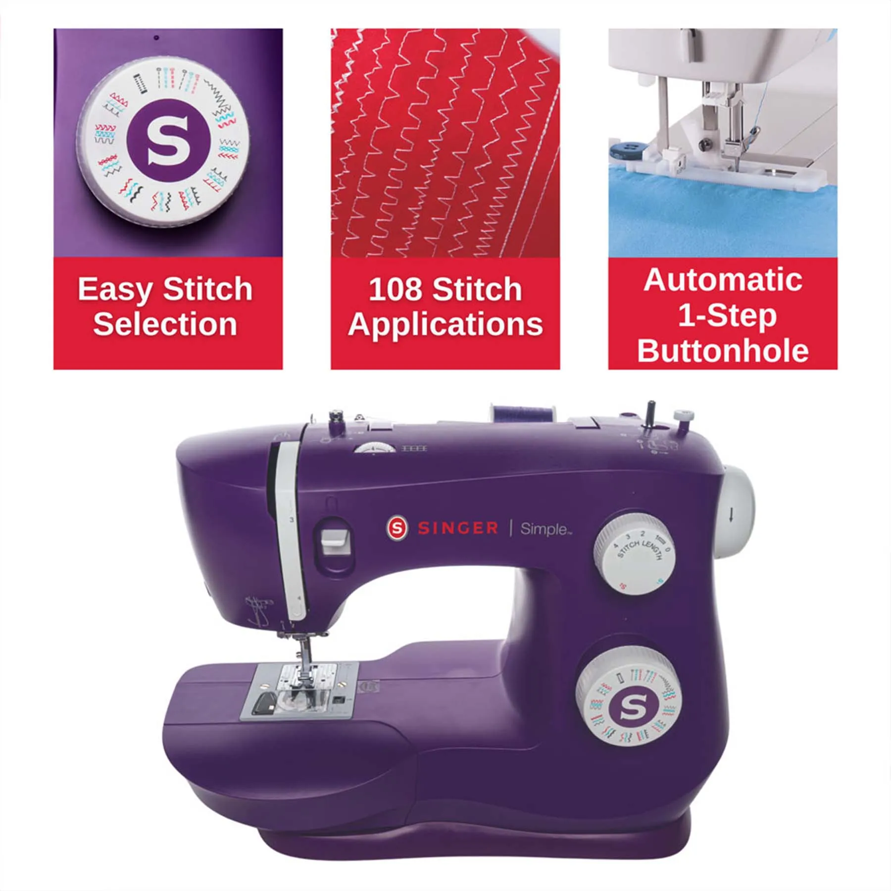 SINGER® Refurbished Simple™ 3337 Purple Sewing Machine