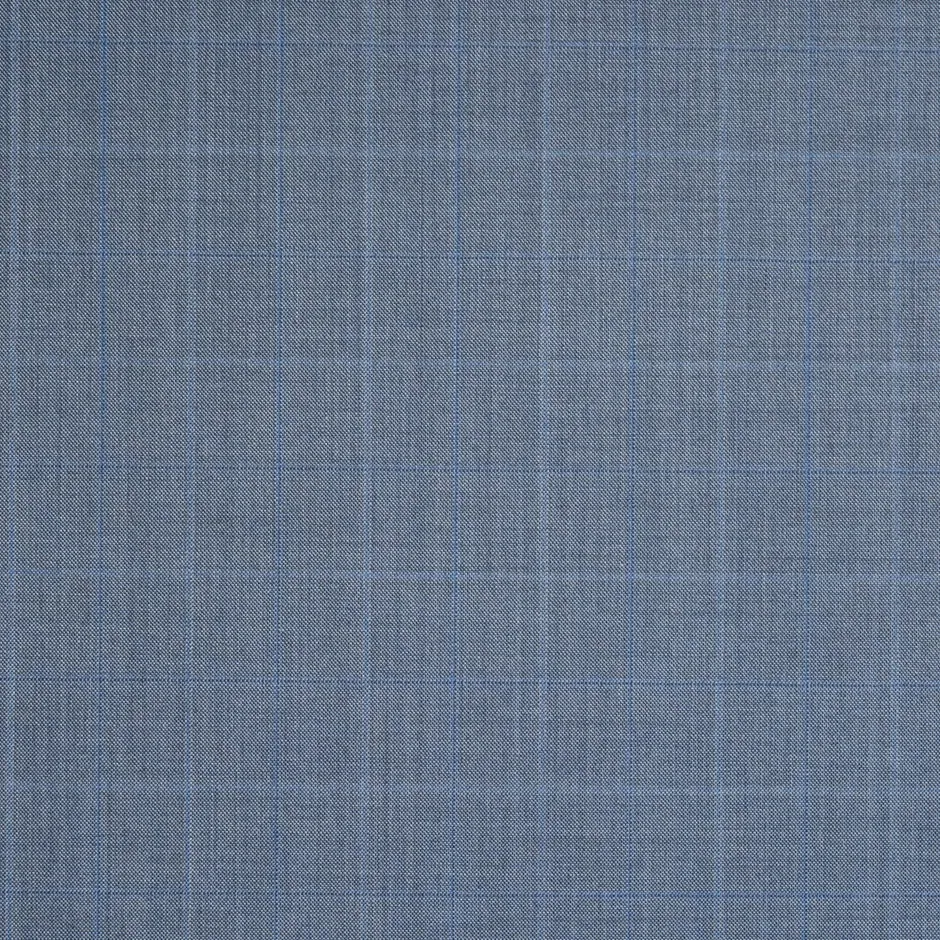 Sky Blue Superfine Checkered Pure Wool 15 MilMil