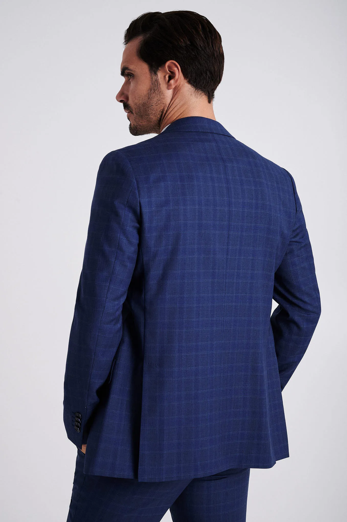 Slim fit plaids wool suit with vest