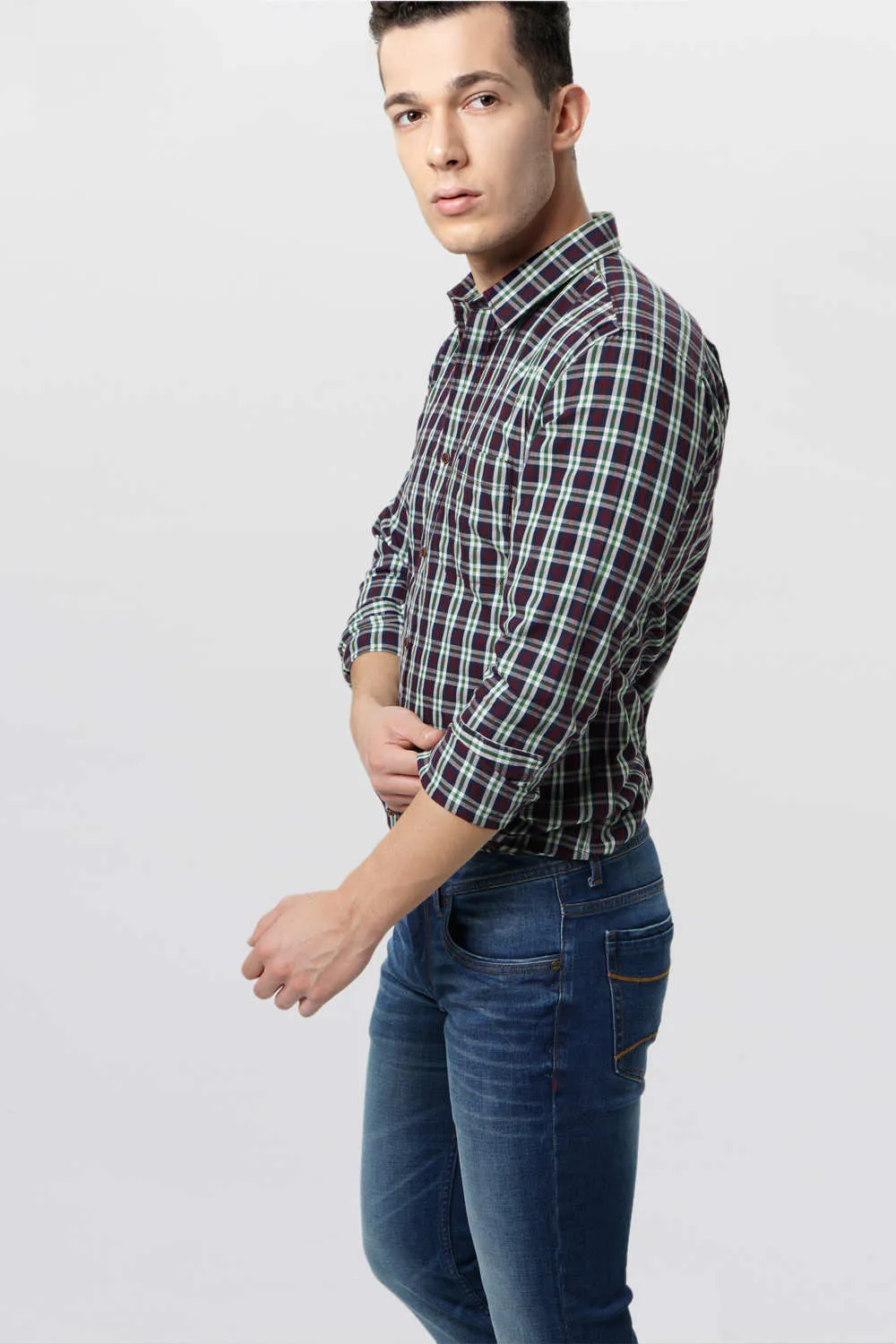 Slim Fit Twill Checks Shirt