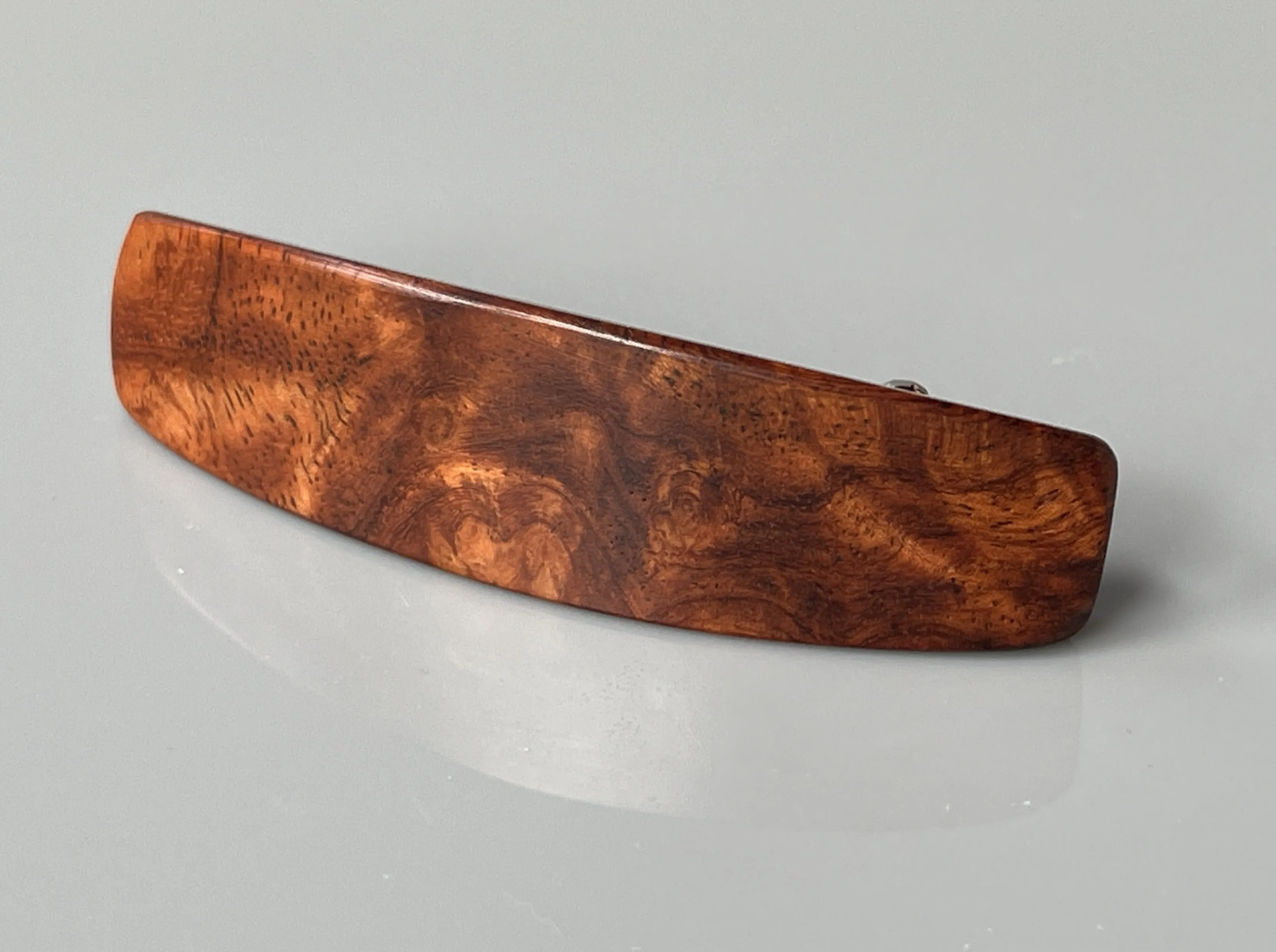 Small Amboyna Burl Wood Hair Barrette, AAA red wood barrette