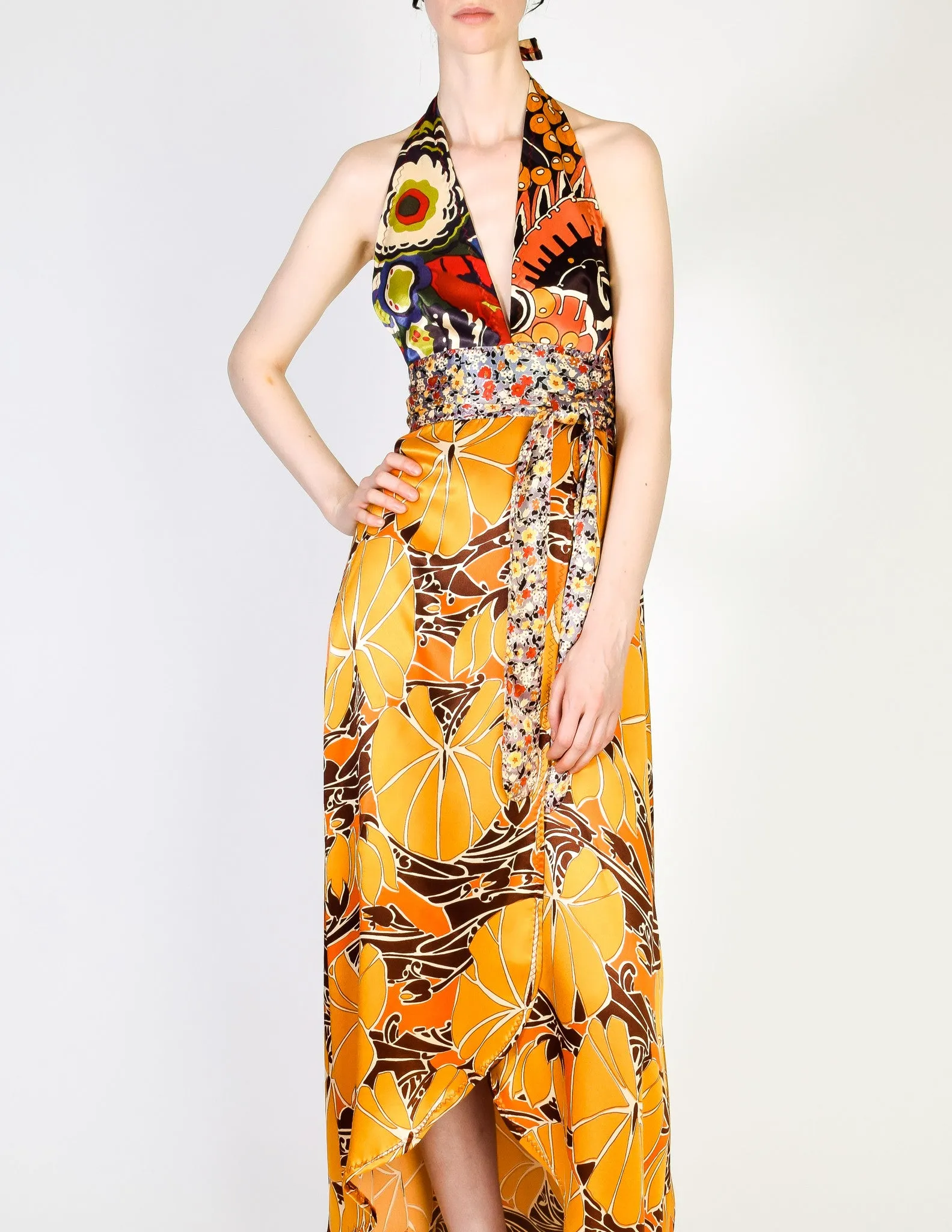 Stephen Burrows Vintage Floral Halter Wrap Dress