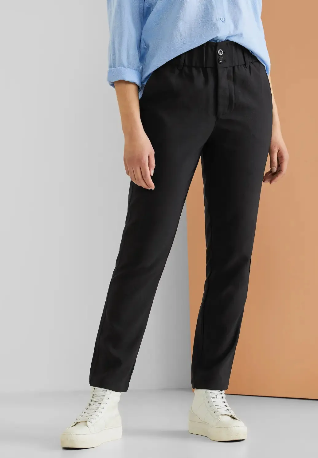 Street One black twill trousers 376030