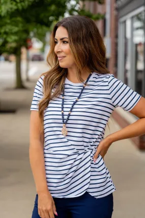 Striped Twist Side Tee