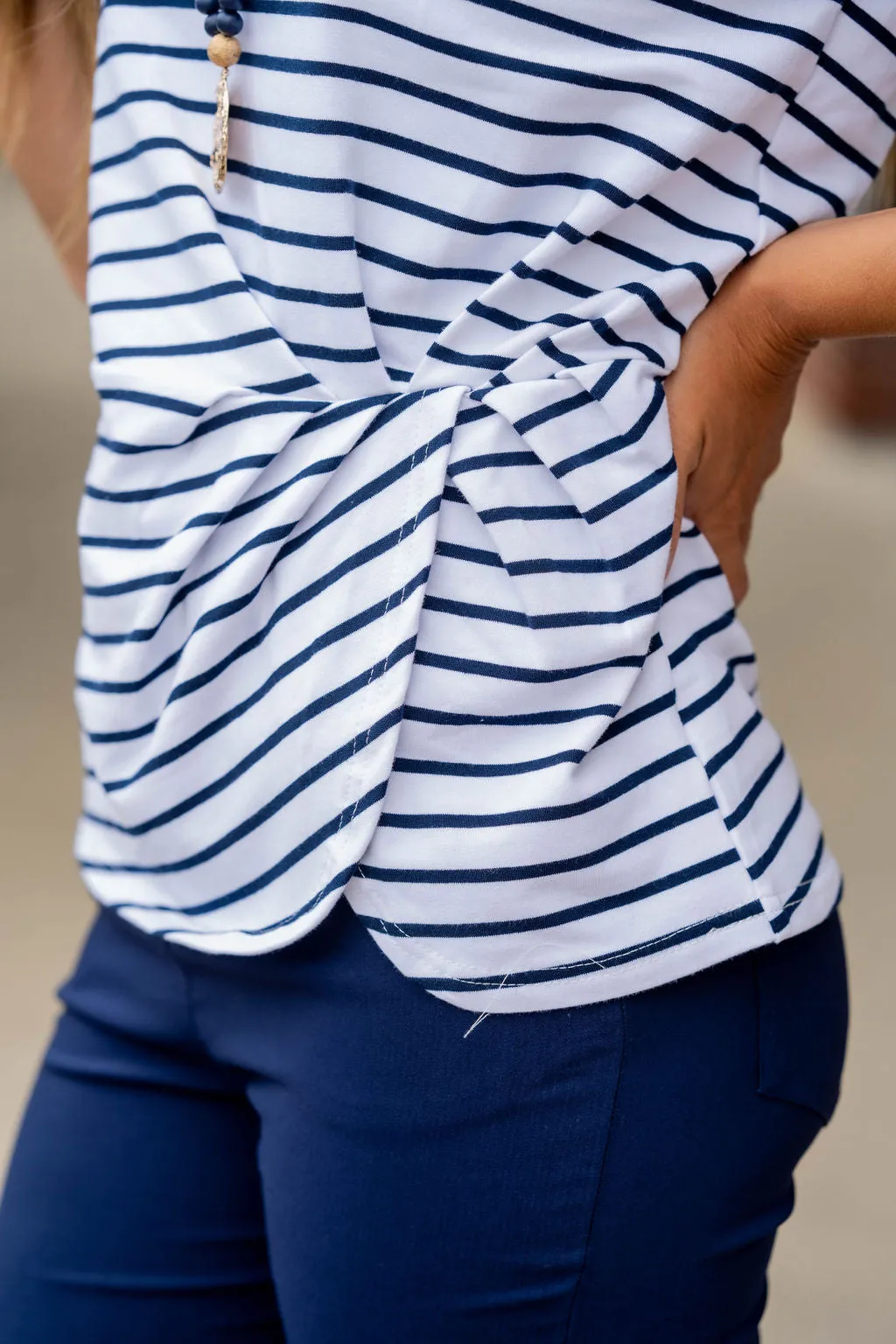 Striped Twist Side Tee