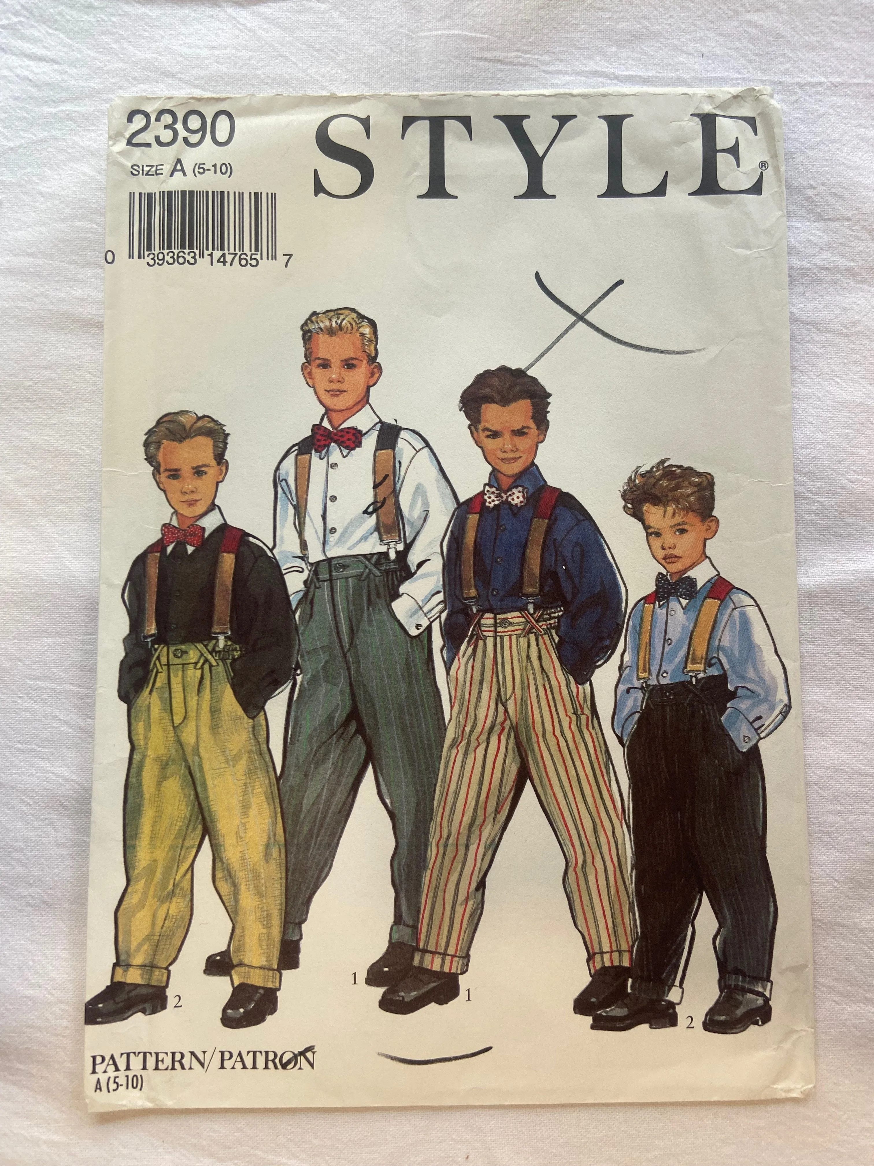 Style 2390 Pattern UNCUT Boys' Separates Shirt, Trousers, & Bow Tie - 28