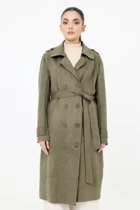 SUEDE TRENCH COAT-OLIVE