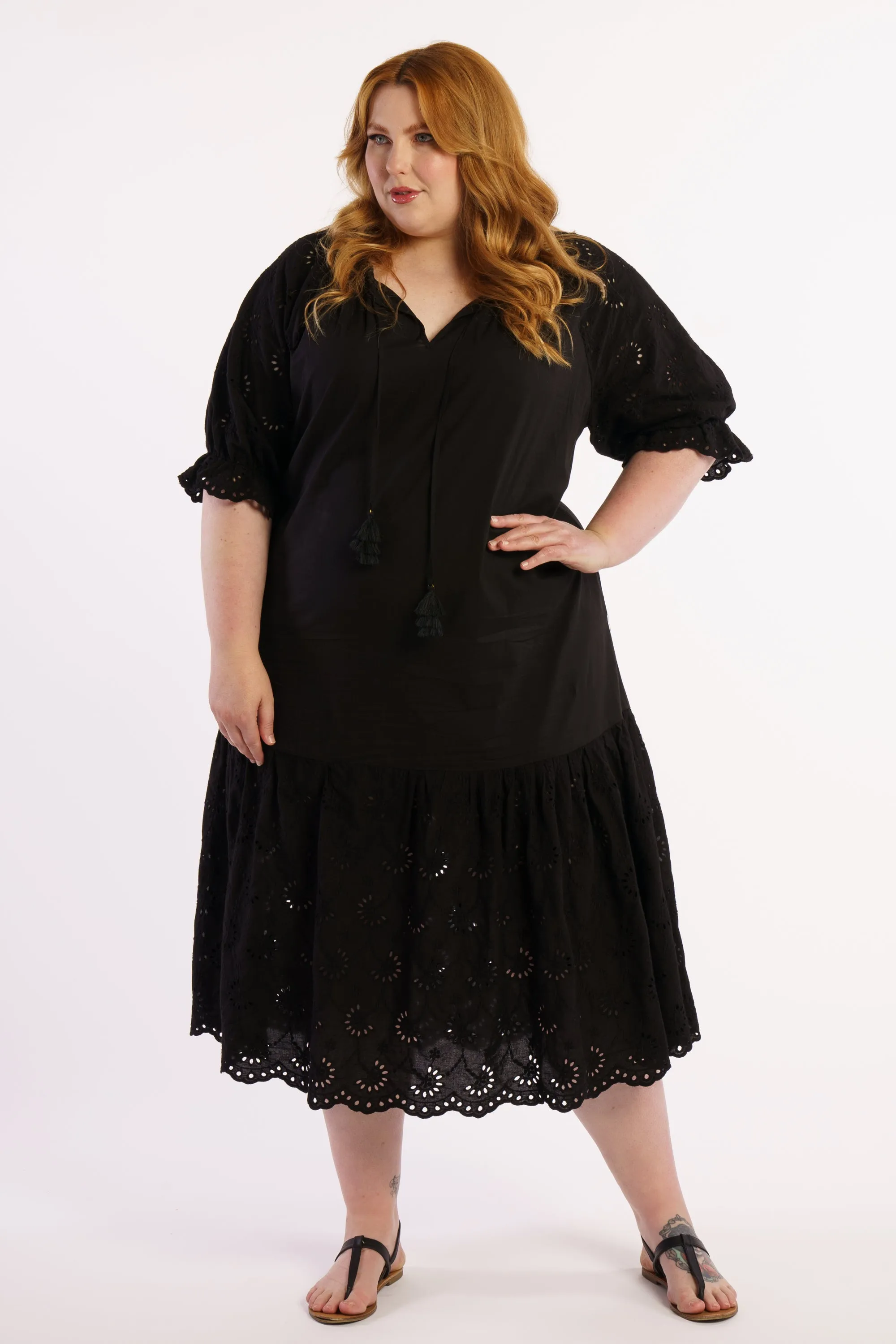 Summer Breeze Broidery Dress - Black - FINAL SALE - LAST ONES -  S (14/16)