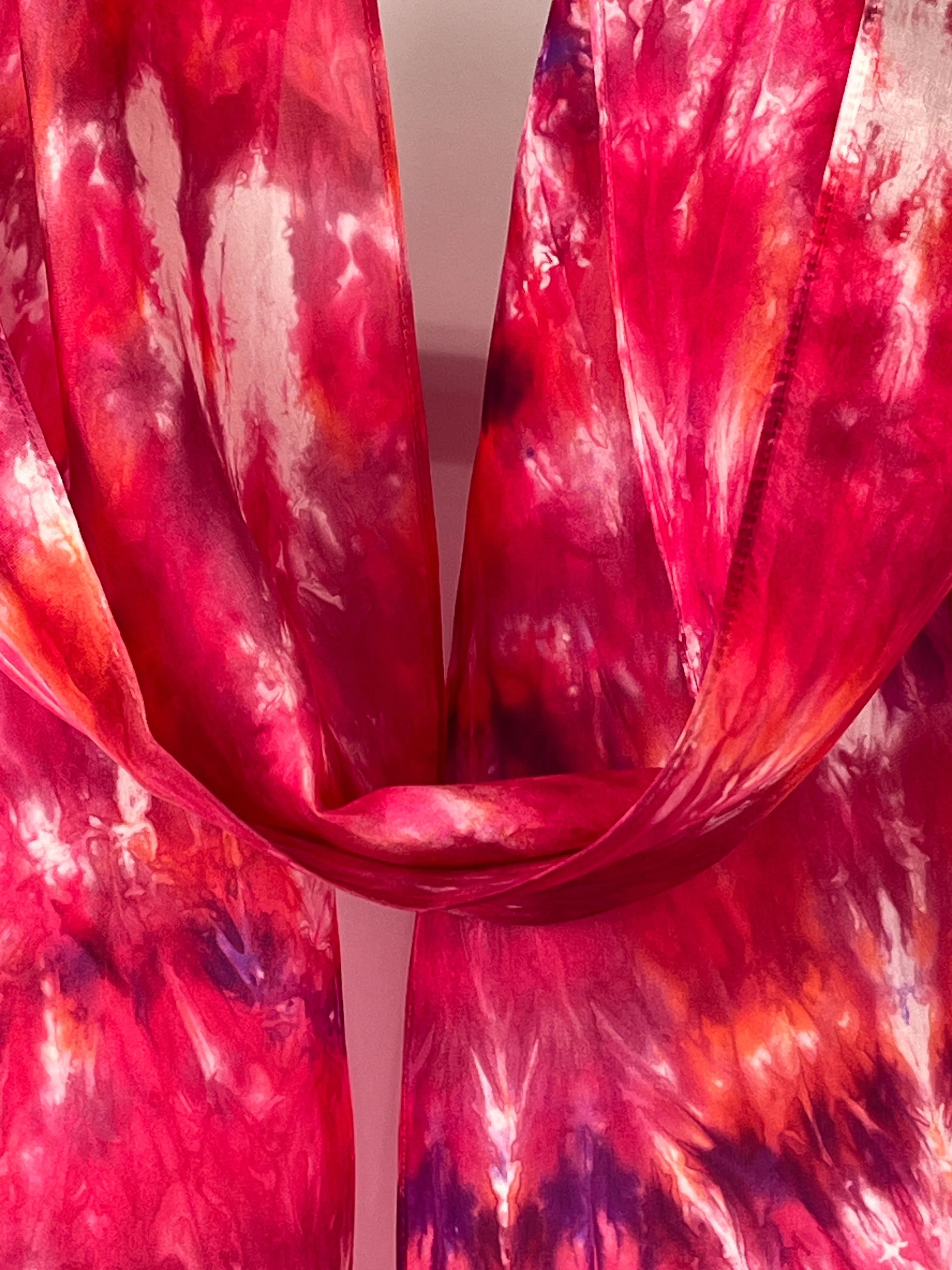 “Summer Sunset" - Hand-dyed Silk Scarf - $110