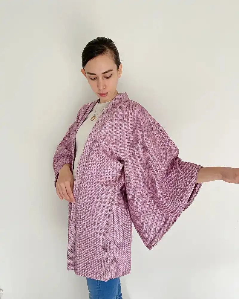 Sweat Lavender Shibori Haori Kimono Jacket