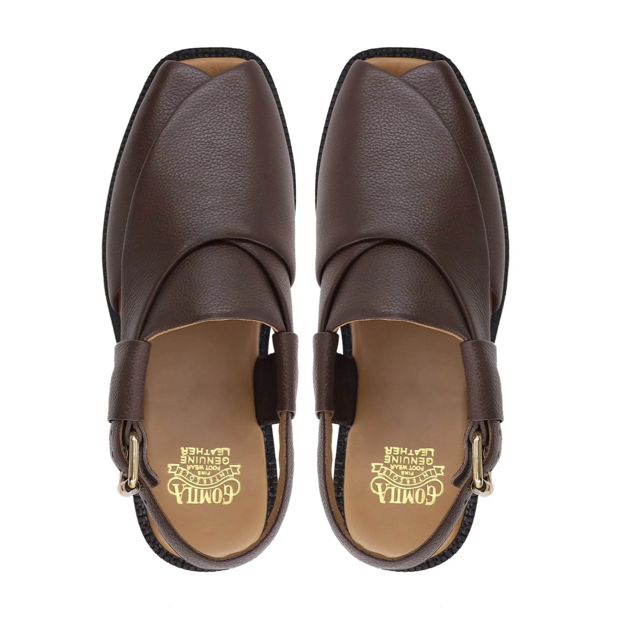 Takara - Men's Dark Brown Pebble Grain Leather Sandal