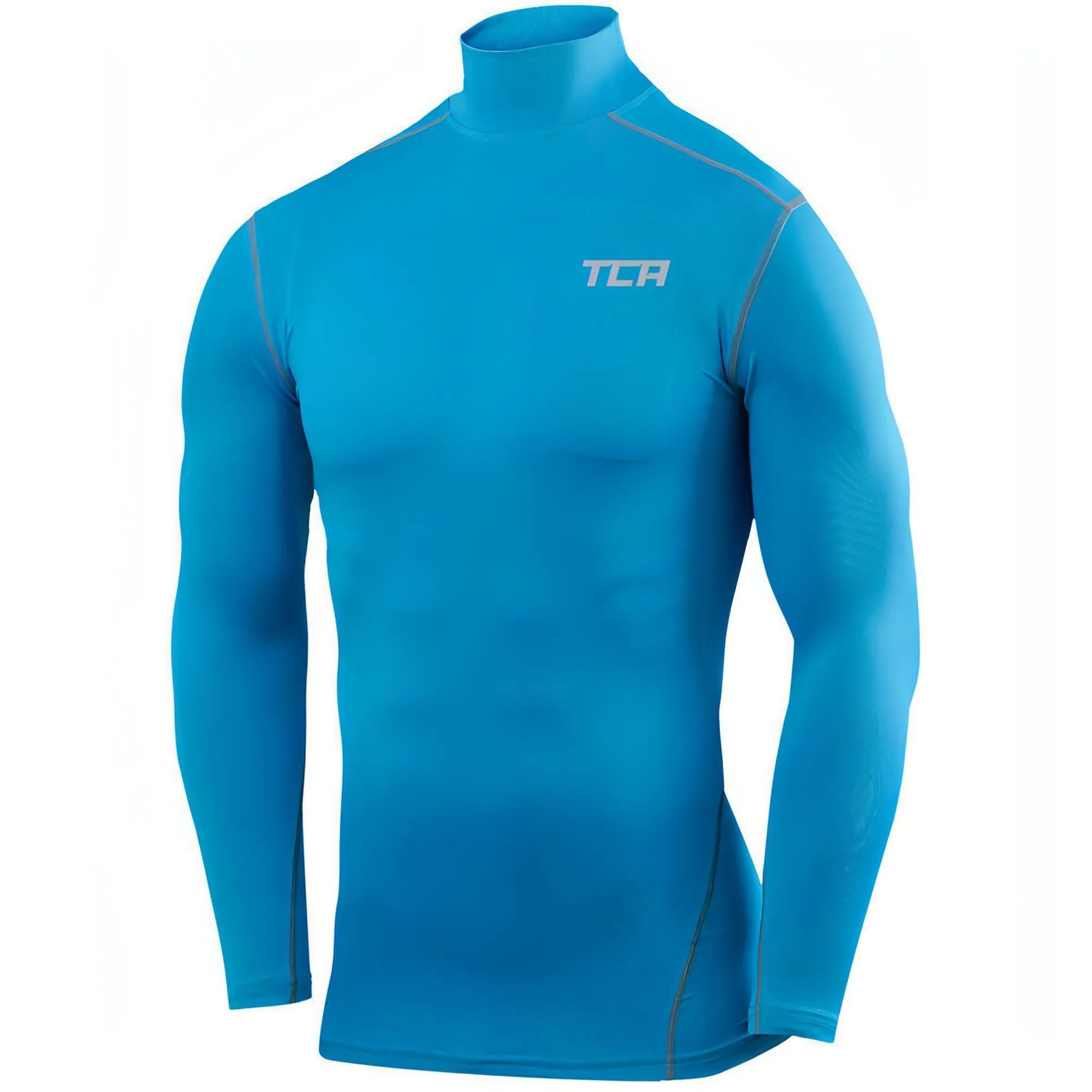 TCA Pro Performance Long Sleeve Mock Mens Compression Top - Blue