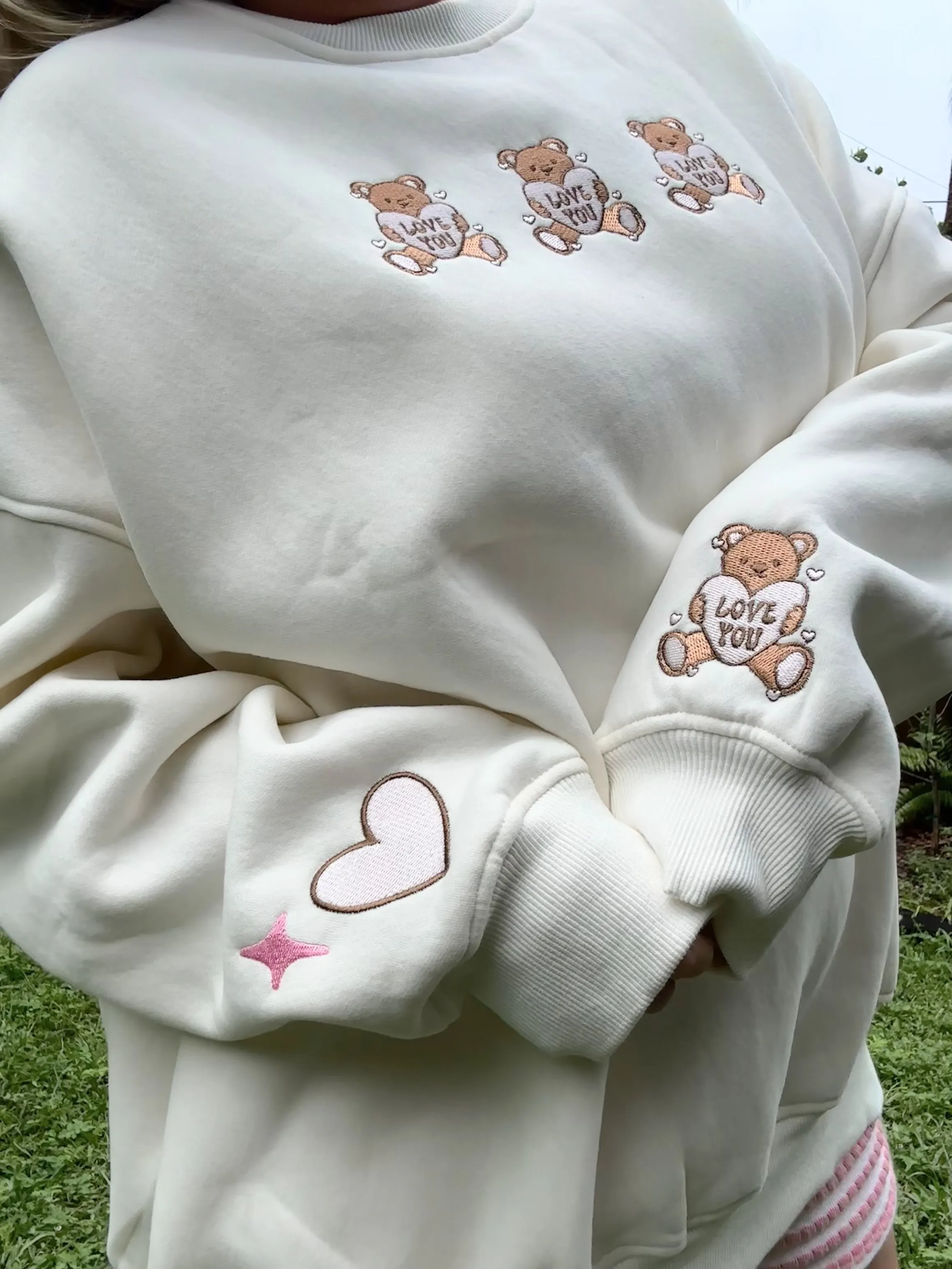 Teddy Bear Embroider Sweatshirt