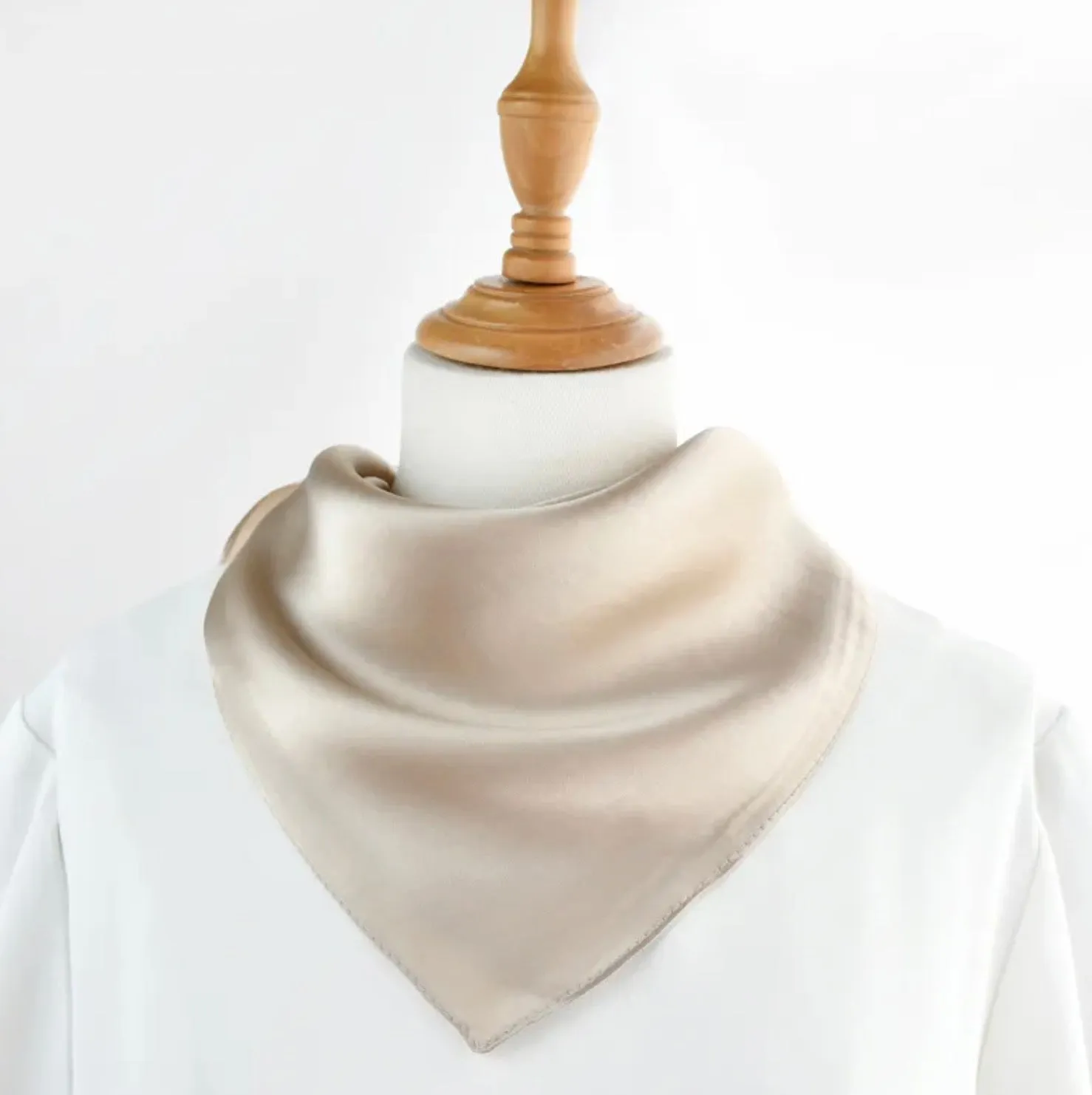 Timeless Champagne Pure Mulberry Silk Scarf Bandana