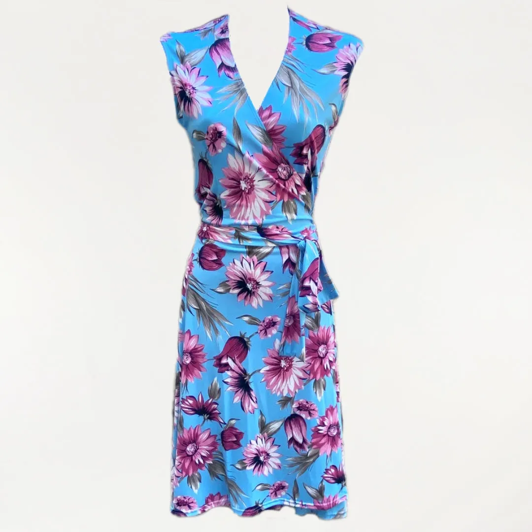 Tokyo Bloom Sleeveless Wrap Dress