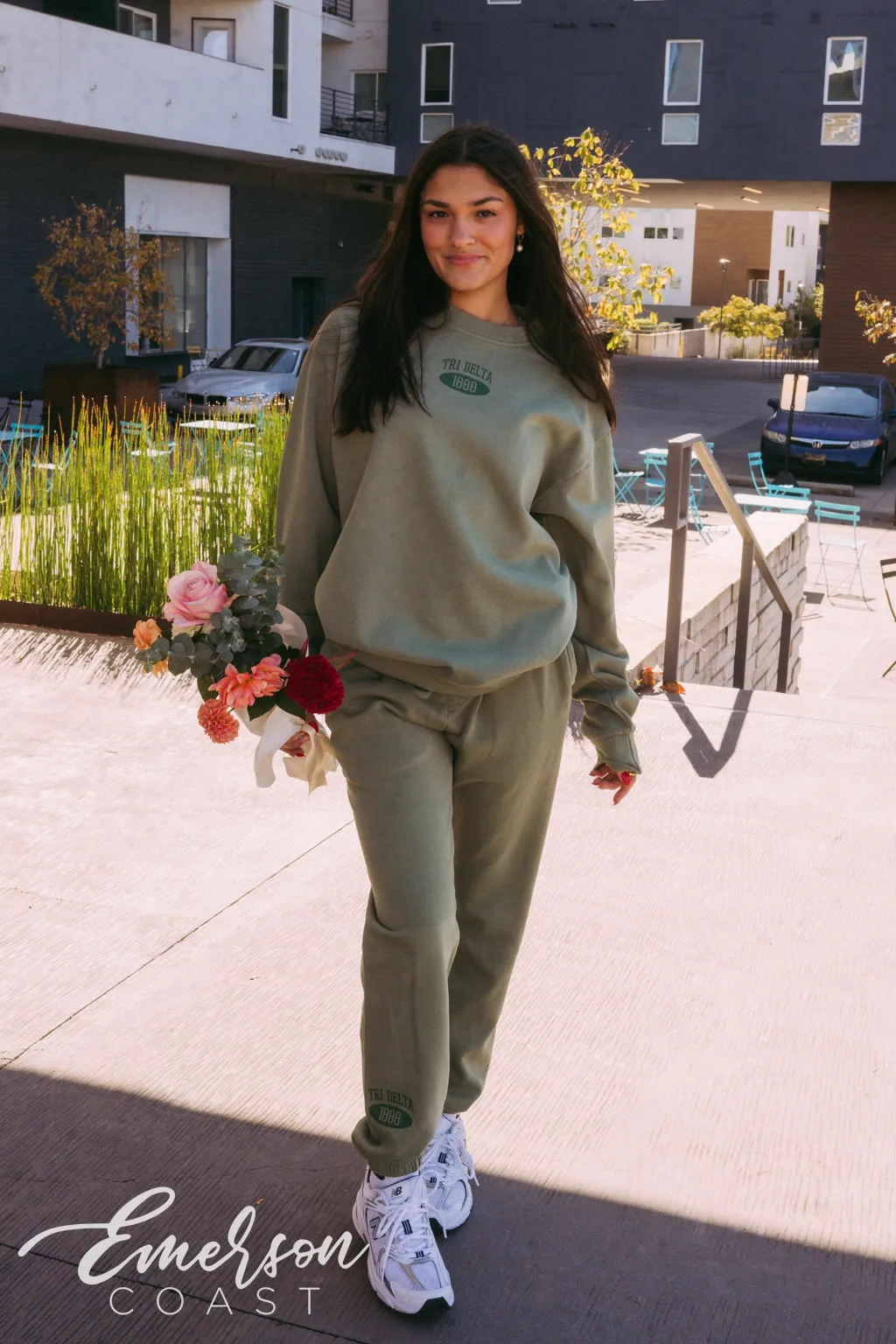 Tri Delta Simple Green Crewneck and Jogger Set