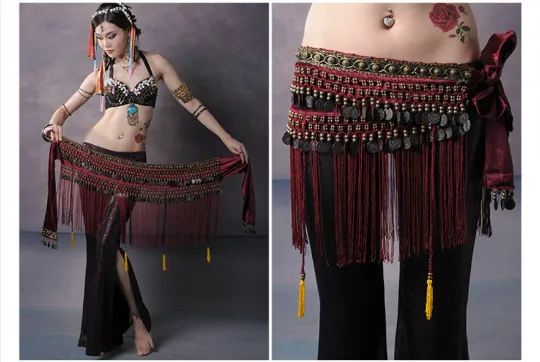 Tribal Belt - Red Tassel Design belt- Fringe Tassel Belt - 23 day shipping