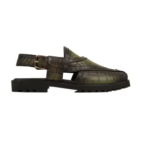 Tsukiko - Men's Burnished Olive Green Calf Leather Sandal