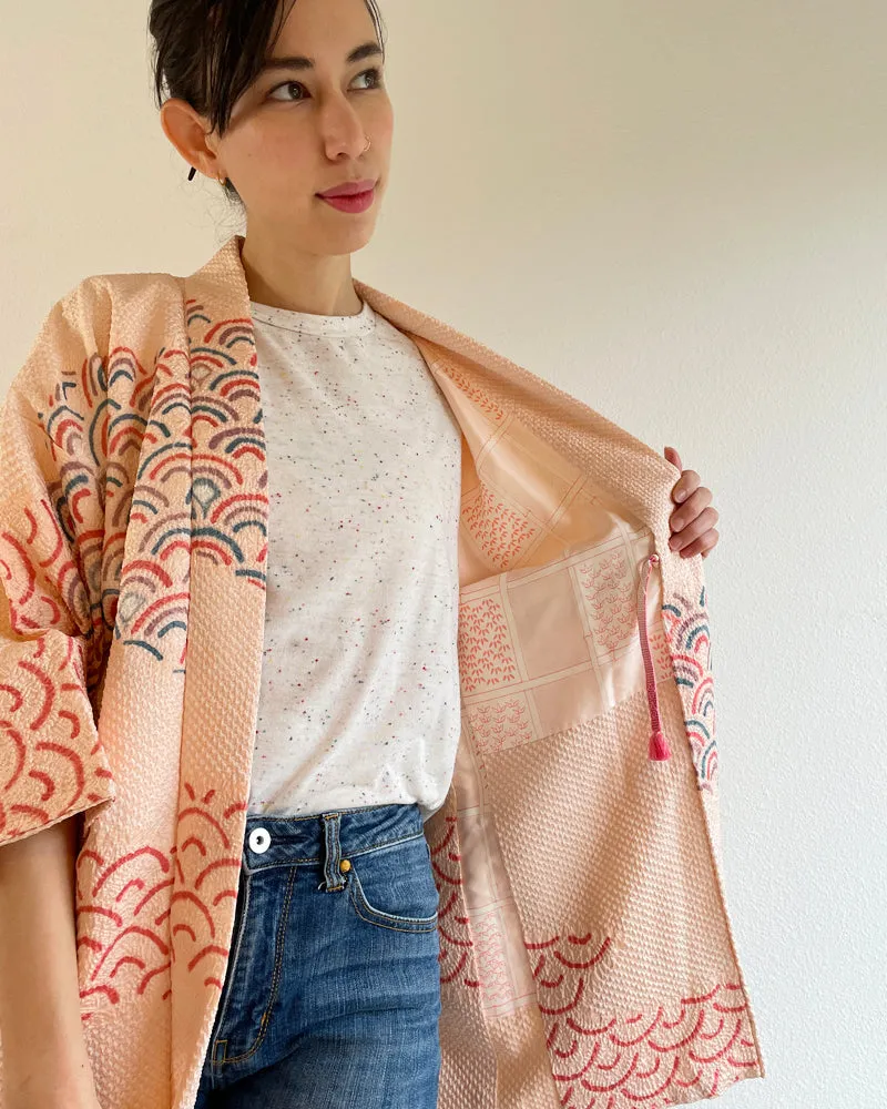 Tsunami Wave Shibori Haori Kimono Jacket