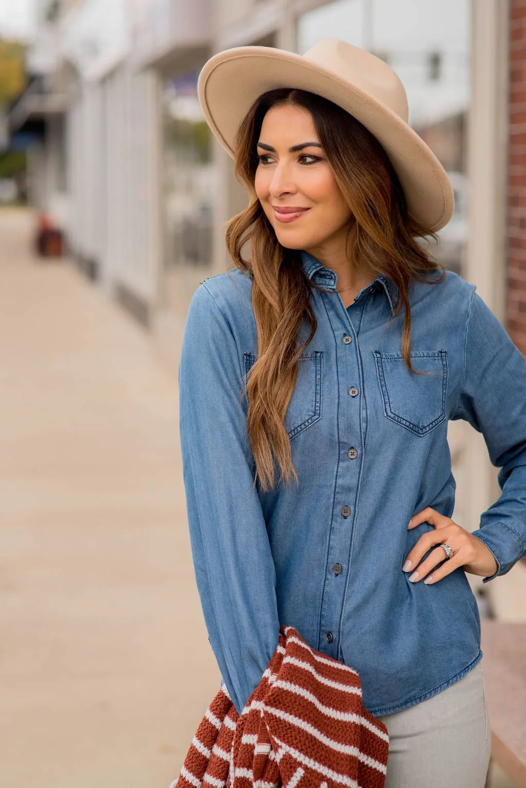 Two Pocket Denim Button Up