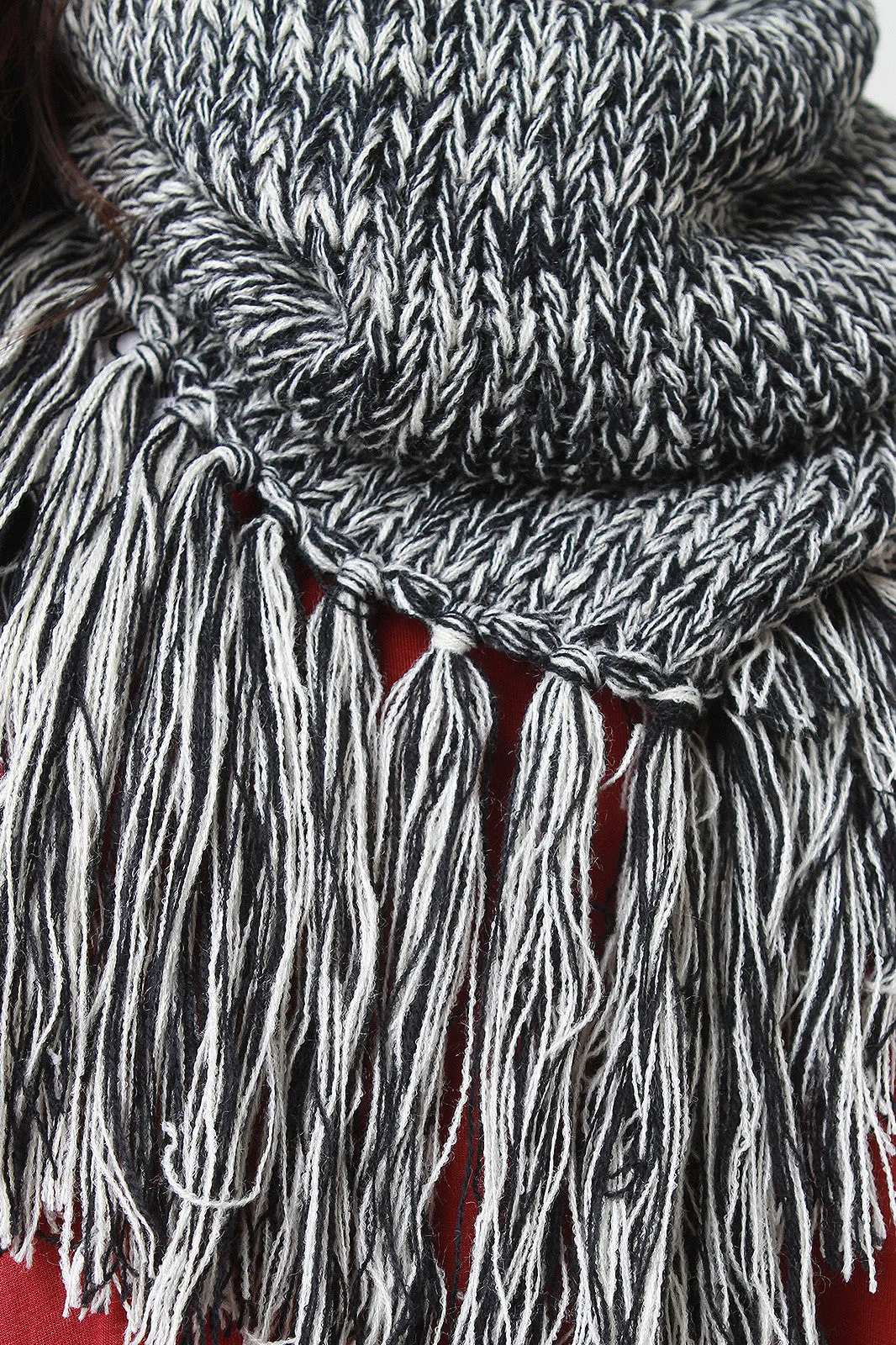 Two-Tone Fringe Muffler Scarf