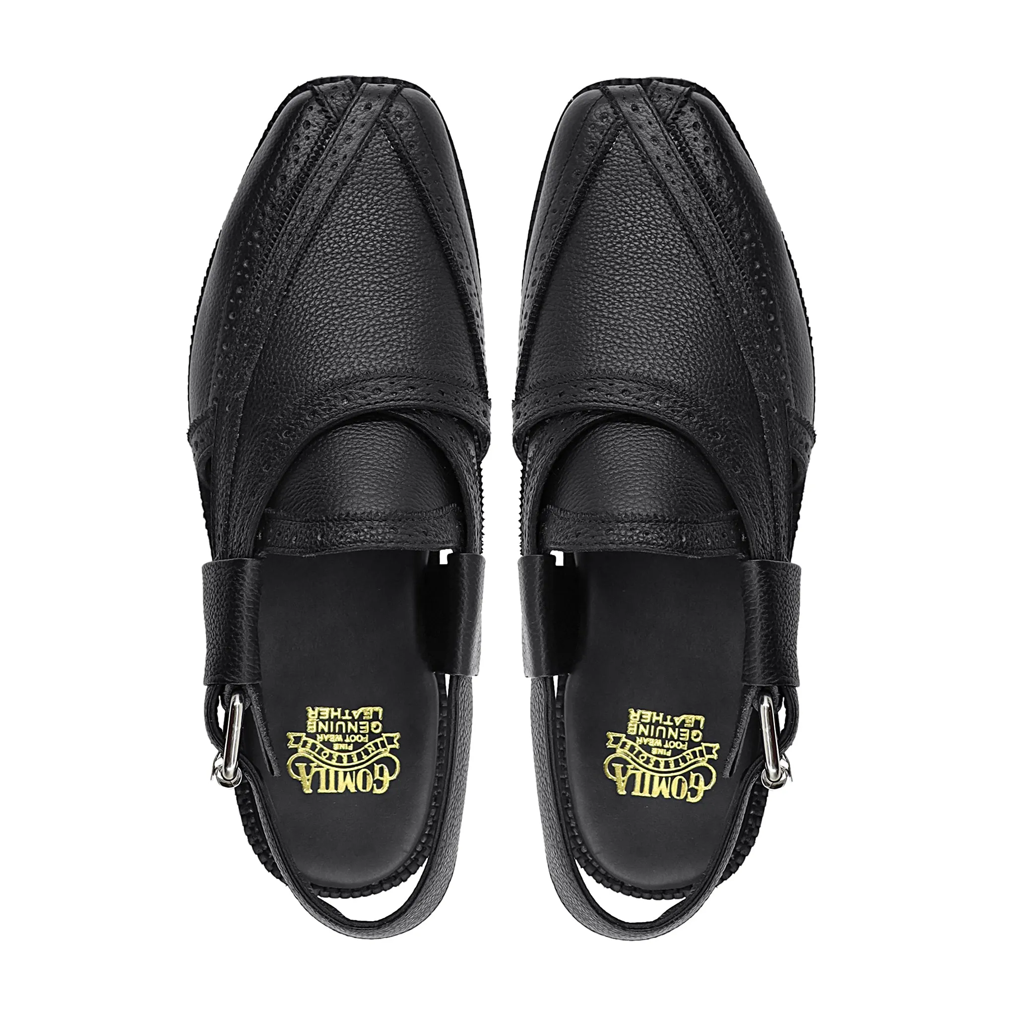 Tyke - Men's Black Pebble Grain Leather Sandal