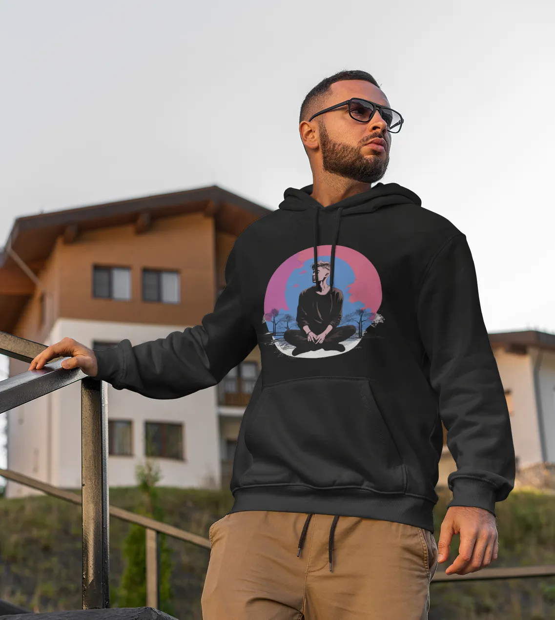 Unisex Bio-Hoodie mit Mental Health Motiv "Grübeln"