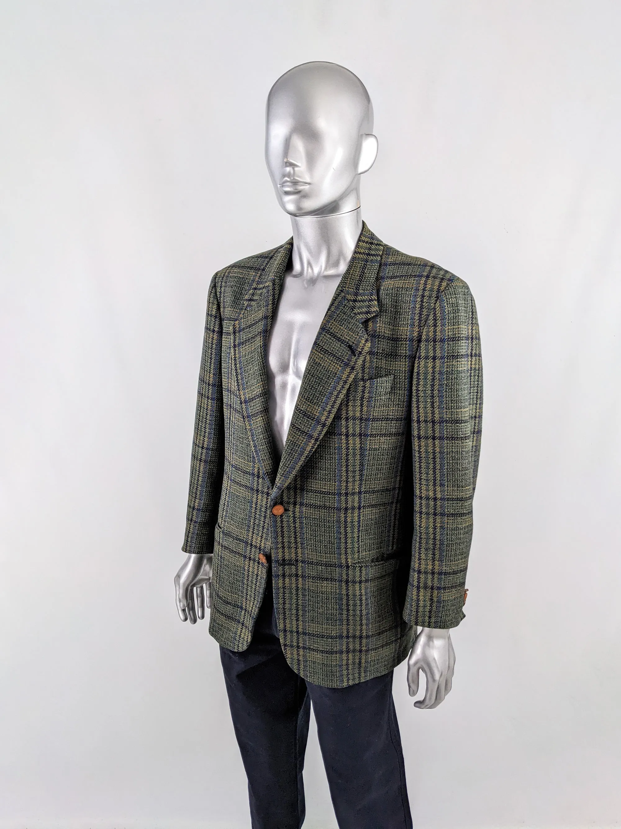 Valentino Vintage Virgin Wool Shoulder Pads Tweed Blazer, 1980s