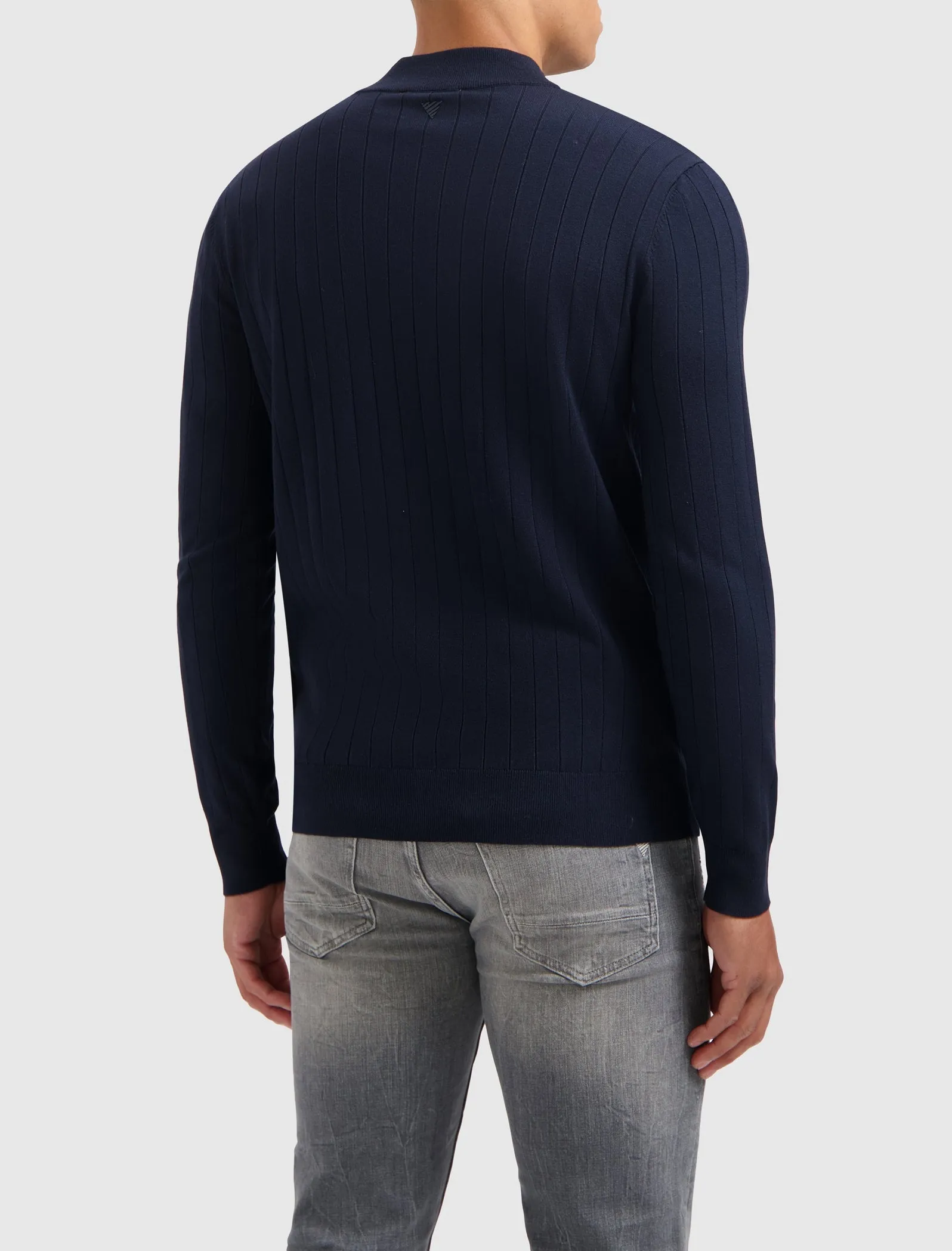 Vertical Striped Halfzip Knitwear | Navy