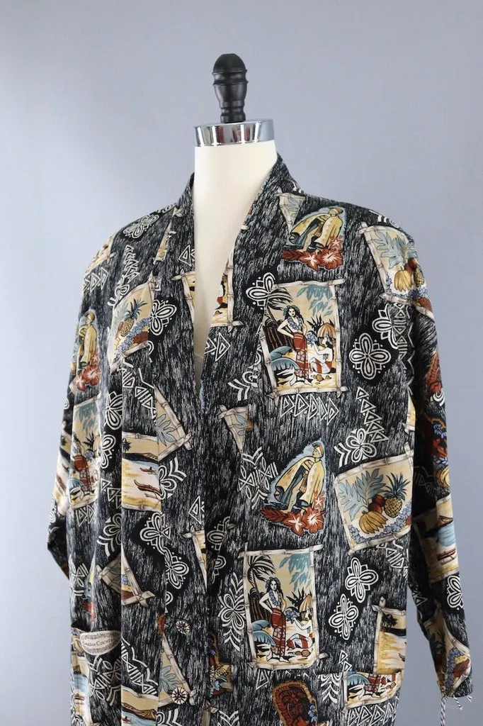 Vintage Hawaiian Print Cardigan