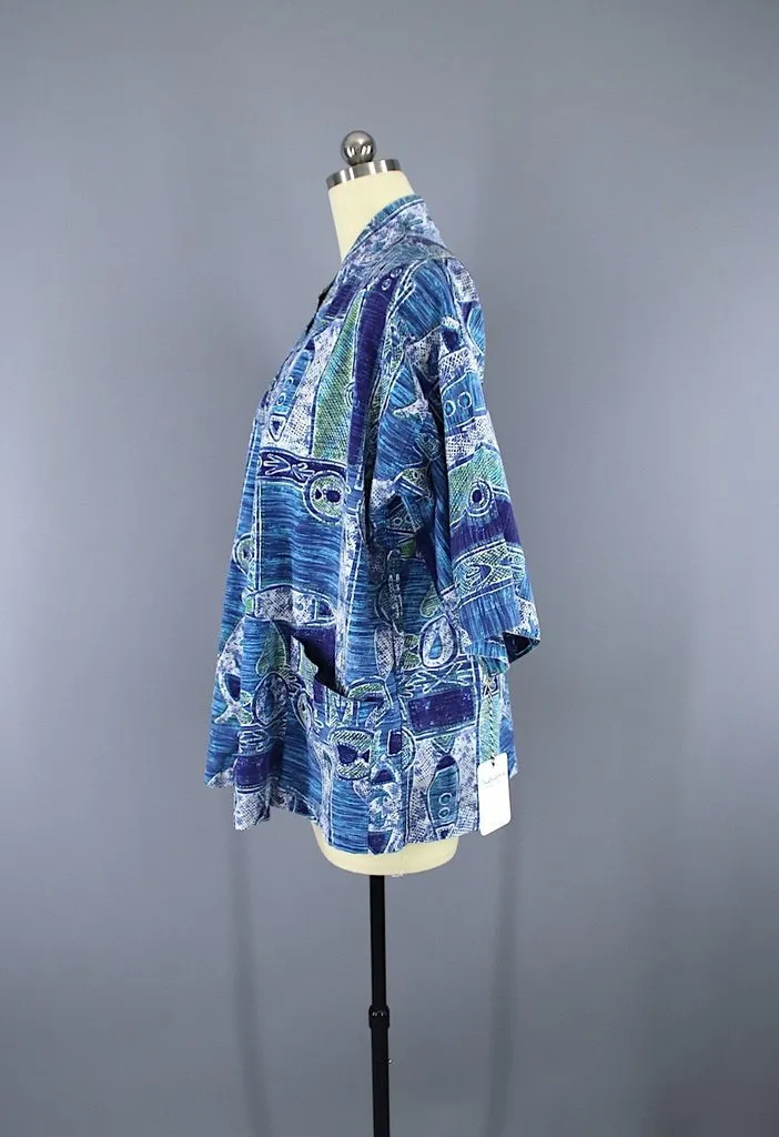 Vintage Hawaiian Print Kimono Jacket