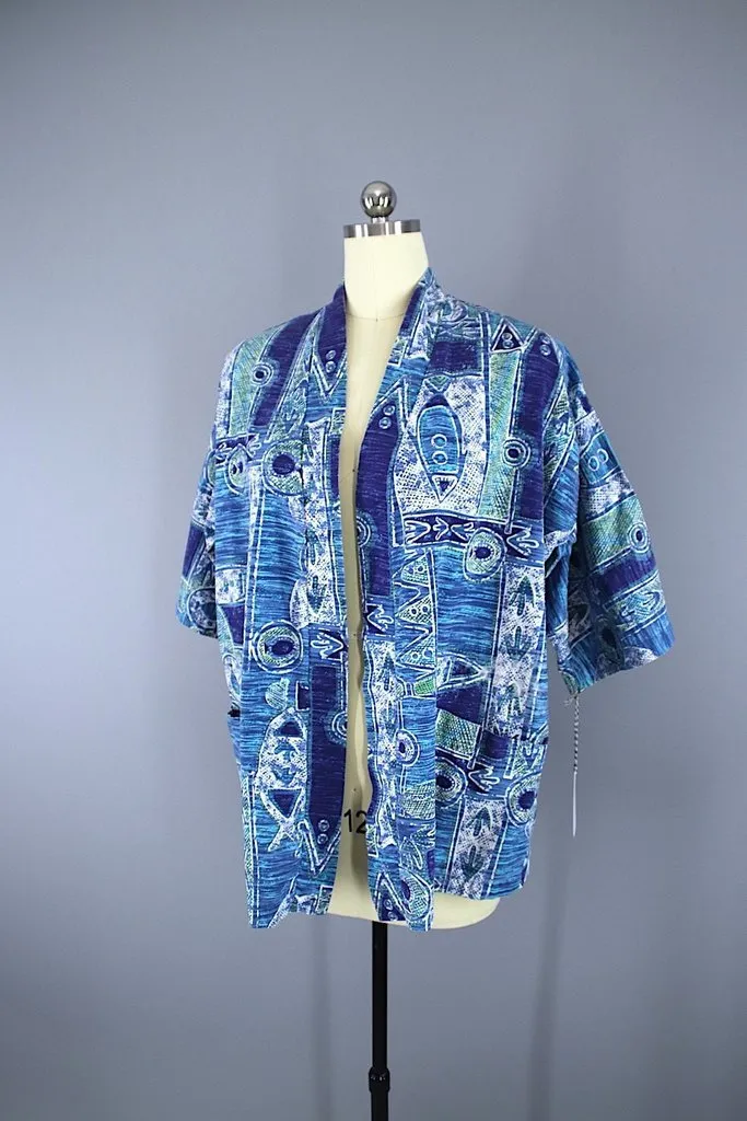 Vintage Hawaiian Print Kimono Jacket