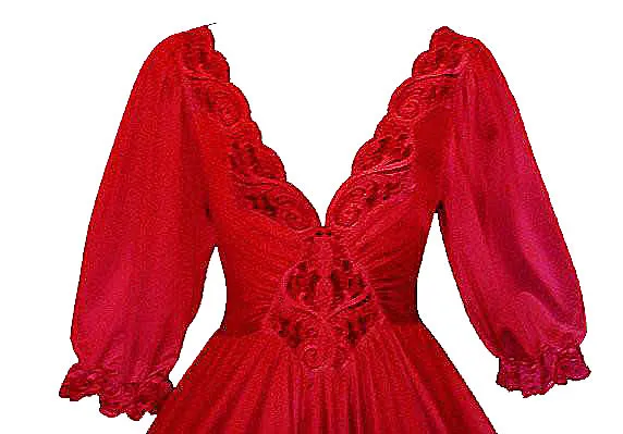 *VINTAGE RARE OLGA SPANDEX LACE NIGHTGOWN WITH SLEEVES IN FERRARI RED