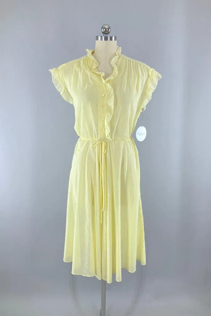 Vintage Yellow Swiss Dot Summer Dress