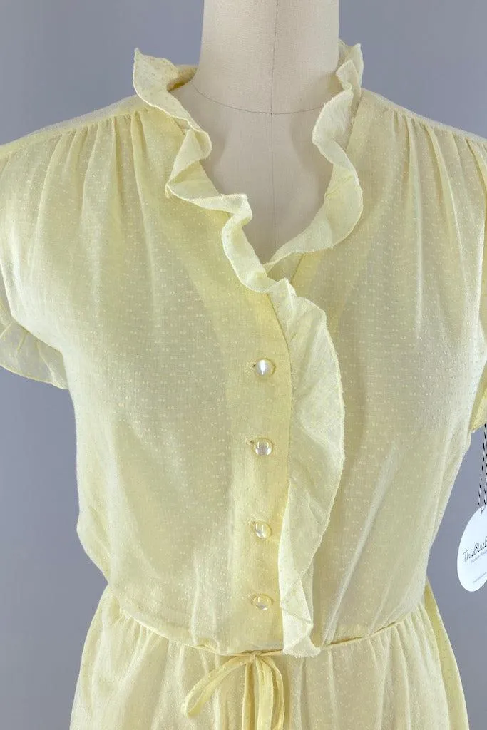 Vintage Yellow Swiss Dot Summer Dress