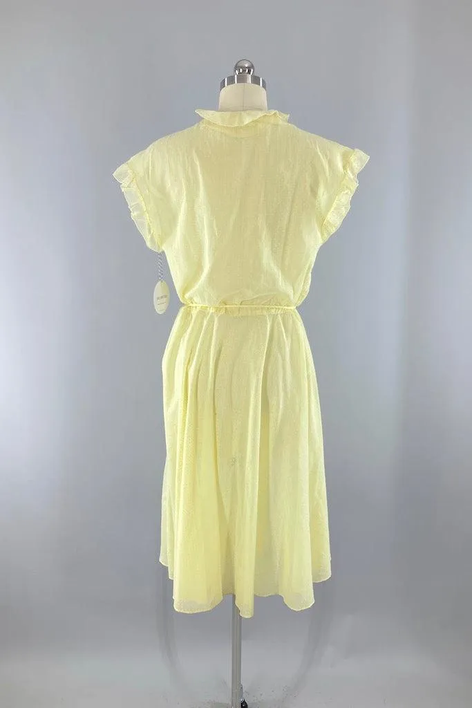 Vintage Yellow Swiss Dot Summer Dress