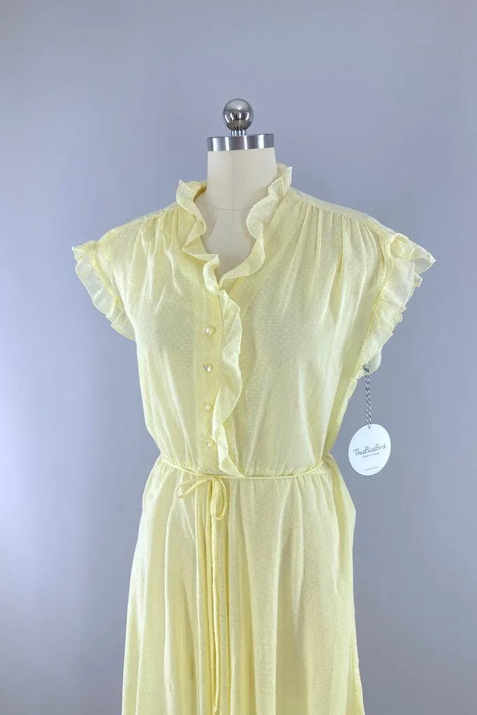 Vintage Yellow Swiss Dot Summer Dress