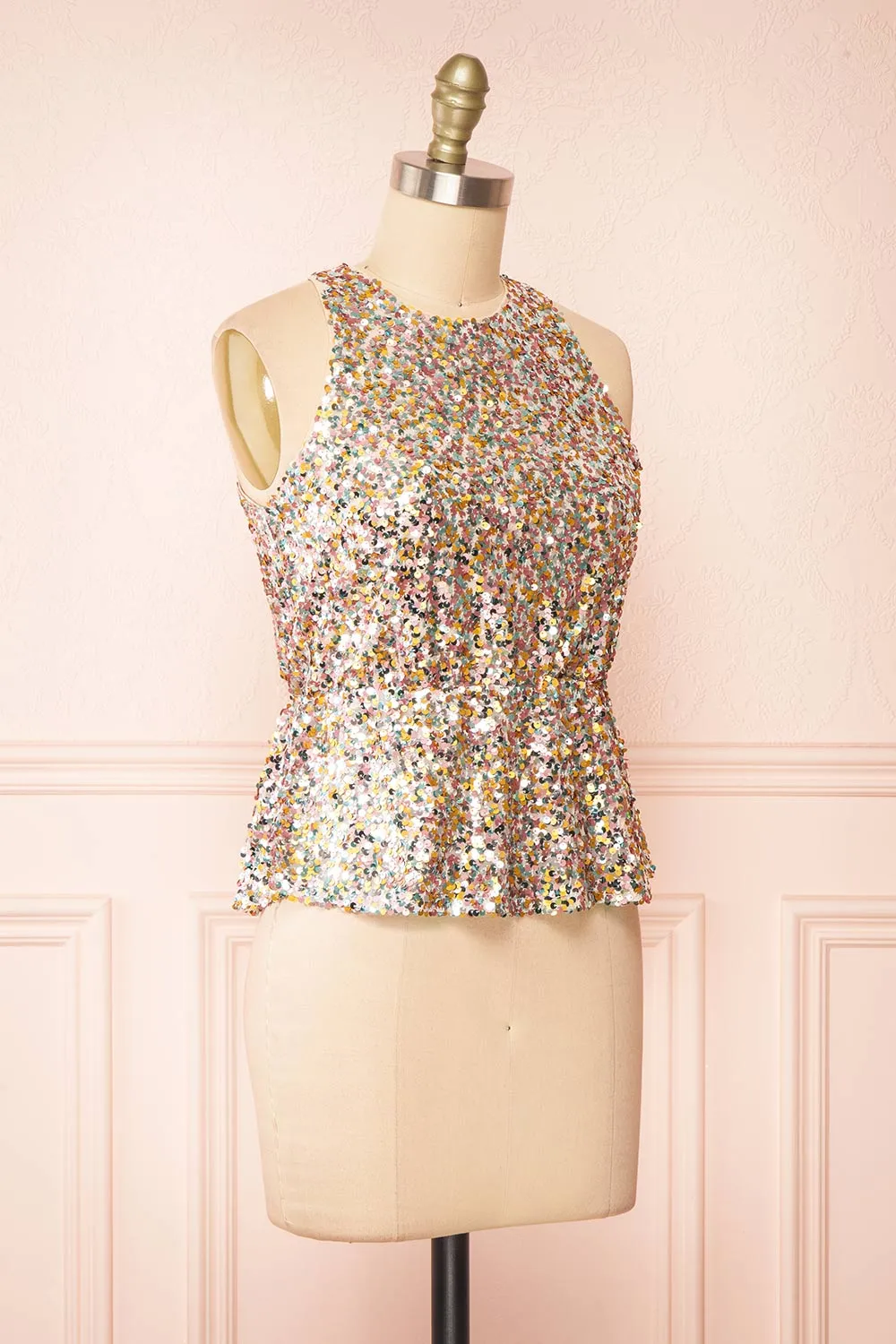 Vivenda | Pastel Sequin Sleeveless Top