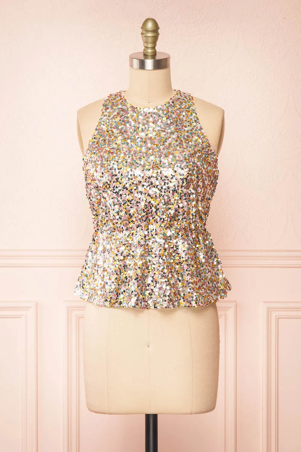 Vivenda | Pastel Sequin Sleeveless Top