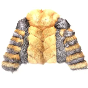 Volare Ladies Two Tone Full Fox Fur Coat