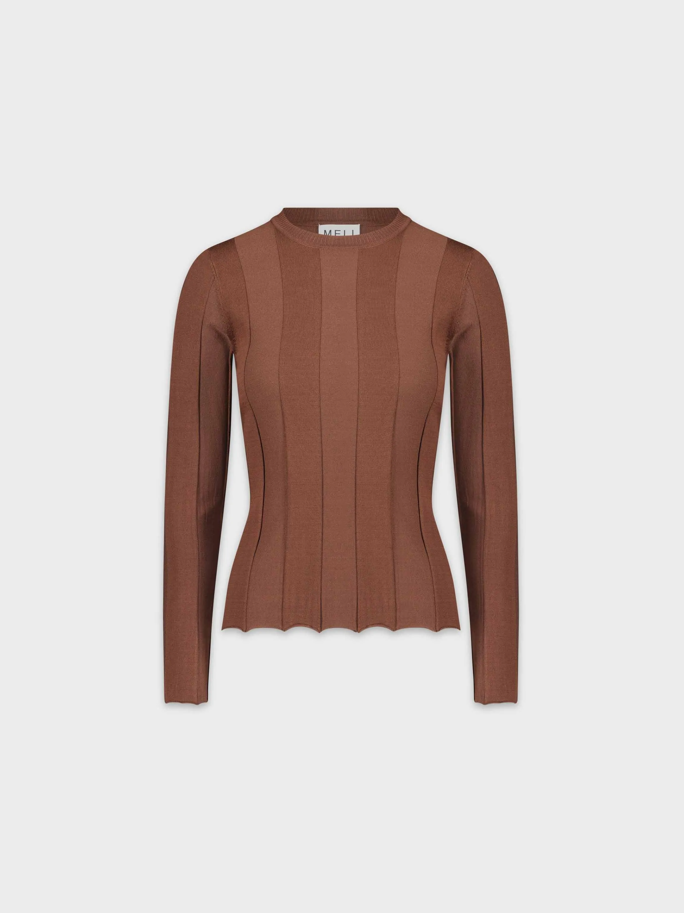 WIDE RIBBED SWEATER-BROWN