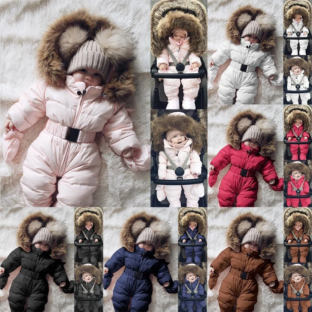 Winter Clothes Infant Baby Snowsuit Unisex Romper Hooded Jacket Warm Thick Coat Outfit