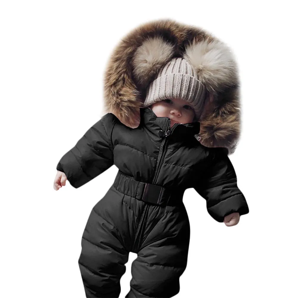 Winter Clothes Infant Baby Snowsuit Unisex Romper Hooded Jacket Warm Thick Coat Outfit