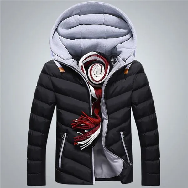 Winter Jacket Men Hat Detachable Warm Coat